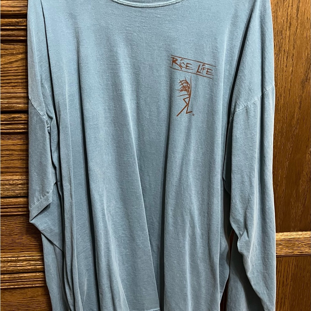 Comfort Colors Rice Life long sleeve bluish color tshirt, 2XLarge, NWOT,